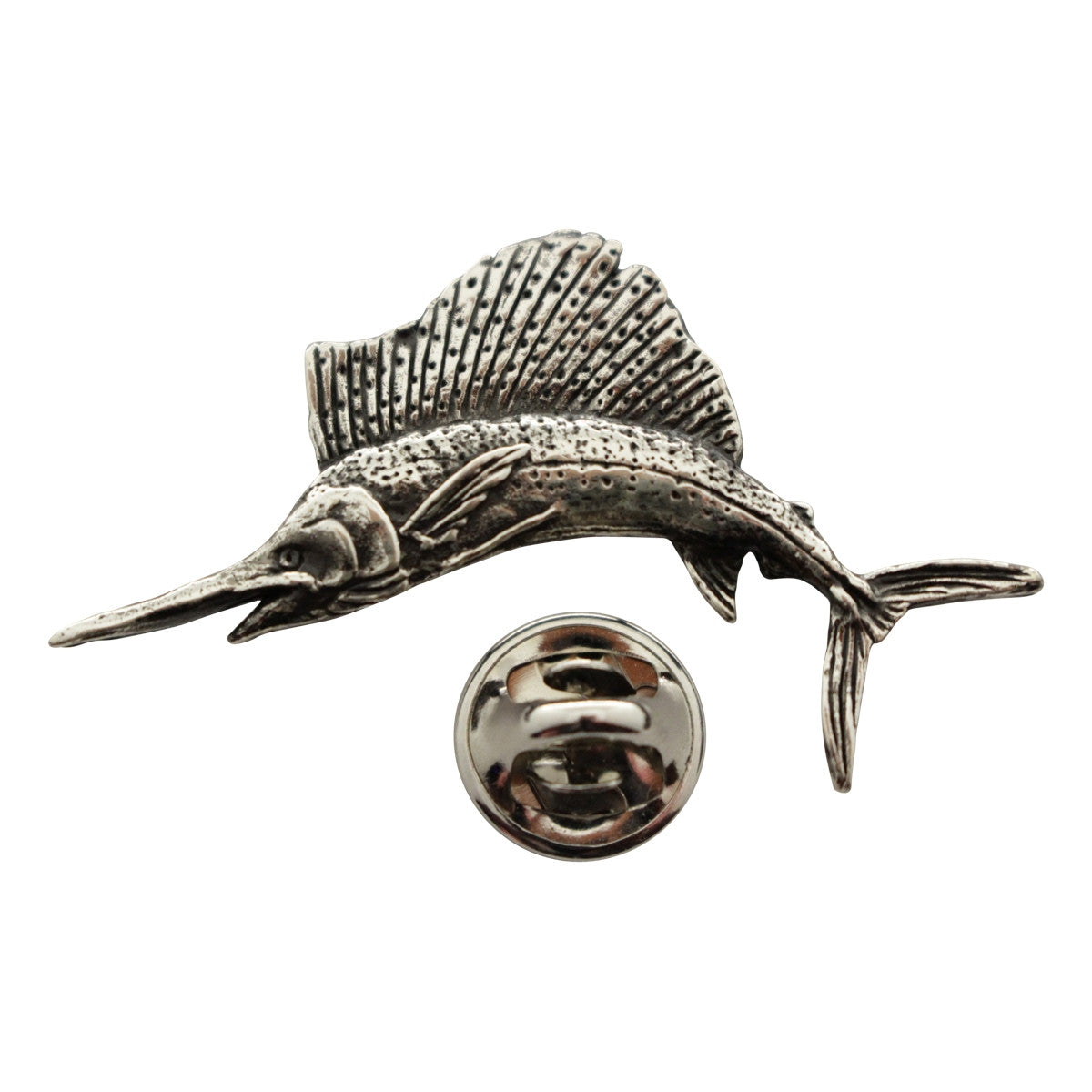 Sailfish Pin ~ Antiqued Pewter ~ Lapel Pin ~ Sarah's Treats & Treasures